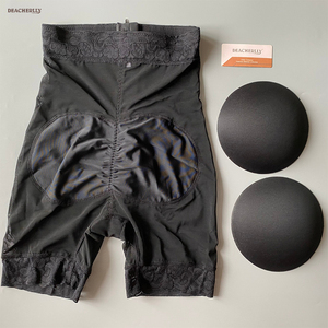 Shorts rembourrés BBL, gaine ventre plat et rehausseur de fesses en dentelle, culotte sculptante avec fermeture à crochets et fermeture éclair - Product Image 4