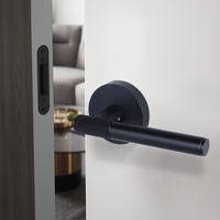 Manijas de Puerta Redondas con Diseño Moleteado Negro para Interiores de Fábrica, Manija Principal con Cerradura para Dormitorio