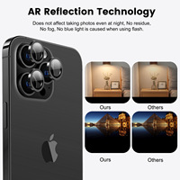Protection d'objectif d'appareil photo en verre trempé anti-reflet de qualité AAA pour 17/16/15 Pro Pro Max, installation facile, dureté 9H, 98% de protection