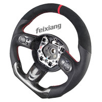 Volant sport en cuir et fibre de carbone personnalisé en forme de D, diamètre standard, 3 branches, pour MINI Cooper S/JCW (Série F)