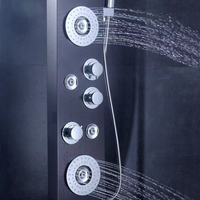 Vente en gros de jets de massage numériques intelligents noirs en acier inoxydable 304 Panneau de douche carré pour hôtel et appartement