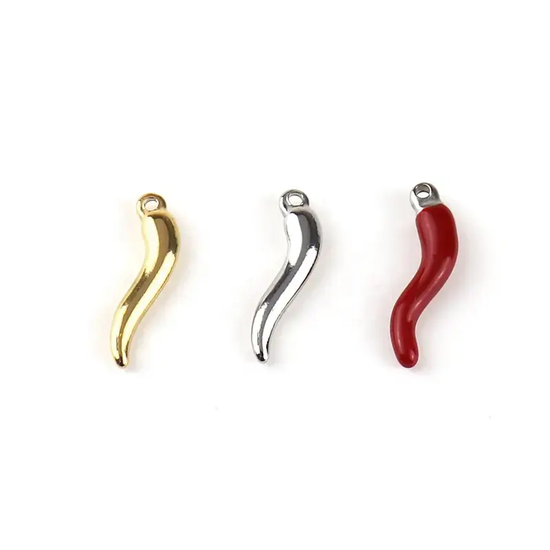 In acciaio inox placcato oro placcato buona fortuna corno italiano Charms peperoncino italiano bambino Pin ciondolo pendente per bambini