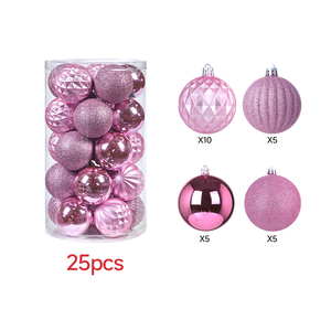 25 Stück 6cm 10 Farben Glitzer Weihnachtskugeln Hängende Baumschmuck-Set Bruchsichere Kunststoff-Weihnachtskugeln - Product Image 2