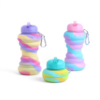Botella de Agua Flexible de Dibujos Animados de Moda, Taza de Agua de Silicona Portátil Creativa para Niños, Botella Deportiva para Viajes y Excursiones