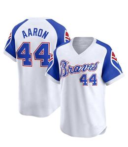 Personalizado Sublimação <span class=keywords><strong>Braves</strong></span> Hank Aaron White Throwback Cooper-stown <span class=keywords><strong>Baseball</strong></span> <span class=keywords><strong>Jersey</strong></span> - Product Image 4
