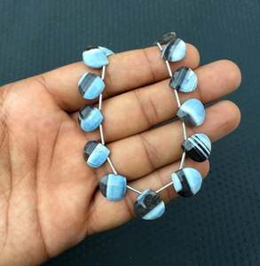 Haute qualité 23 pièces naturel bleu plus audacieux opale gemme facettes coeur forme Briolette perles pour bijoux faits à la main en gros - Product Image 4