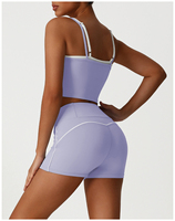 Ensemble de sport pour femme D-SM2535TZ-5, haut de sport à bretelles, short et soutien-gorge de sport à haute élasticité pour le yoga, la course à pied, le pilates, ajustement confortable
