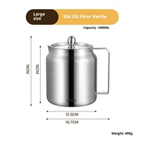 Marmite de cuisson et de friture en acier inoxydable 304 de 1,4 L et 2 L avec panier égouttoir et filtre à huile pour le stockage de l'huile de cuisson et de café en cuisine