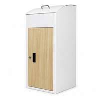 Boîte de livraison de colis autoportante moderne, boîte à lettres extérieure verrouillable, boîte aux lettres en métal imperméable, grain de bois pour la maison et le jardin
