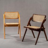 Chaise de salle à manger moderne en bois massif, pliable, avec assise imitation rotin, sans accoudoirs, avec dossier, pour restaurant (vente en gros)