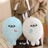 Peluche personnalisée en forme de phoque, sac en peluche, animal en peluche, couverture réconfortante, rembourrage en coton PP, design brodé pour jouet d'anniversaire