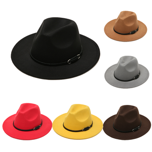 Sombrero Fedora de Fieltro <span class=keywords><strong>Rosa</strong></span> y Verde para <span class=keywords><strong>Hombre</strong></span> y Mujer, Estilo Jazz, Ala Ancha, Copa Plana, Venta al por Mayor - Product Image 1