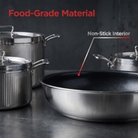 Ensemble de 6 ustensiles de cuisine modernes en acier inoxydable poli de qualité alimentaire, avec revêtement antiadhésif, compatibles lave-vaisselle, pour restaurants