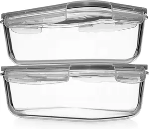 Large 2260ml (80oz) Glass Food Storage Baking Containers with Locking Lids Ideal for Storing food, vegetables or fruits.