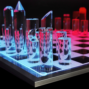 Juego de mesa de acrílico brillante con marco de aluminio cepillado, luz LED RGB personalizada de lujo, gran oferta - Product Image 4