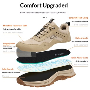 <span class=keywords><strong>Scarpe</strong></span> <span class=keywords><strong>Antinfortunistiche</strong></span> Serie Leisure con Tomaia in Microfibra, Puntale in Acciaio Standard Europeo, Suola in Gomma, Nuovo Stile Giallo-Marrone - Product Image 2