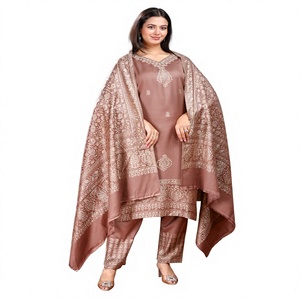 Embroidered Reversible Moisture-Wicking Traditional Winter Wool Salwar Kameez Set Heavy Dupatta Women <b>Wedding</b>/Party Formal Wear - Product Image 6