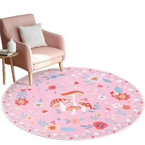 Alfombra Redonda de Terciopelo Cristal con Diseño Floral de 60 Pulgadas para Sala de Estar, Alfombra para Sofá, Fácil de Limpiar, Grosor Medio - Product Image 4