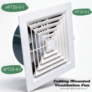 Ventilateur de plafond série APT, grille de diffusion carrée multi-directionnelle, ventilateur d'extraction silencieux pour salle de bain, bureau, CVC - Product Image 1