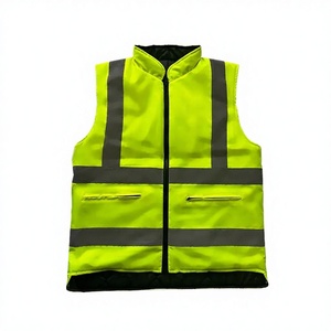 Gilet de sécurité multi-poches à fermeture éclair en polyester fluorescent certifié CE, coupe-vent, réfléchissant, pour travaux de construction - Product Image 3