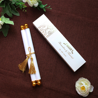 Invitation personnalisée en parchemin royal avec boîte en papier noir et dorure de luxe, pompon pour mariage, fête des 15, 16, 18 ans, fête rose