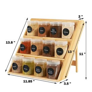 Cross-border <b>kitchen</b> countertop bamboo spice <b>rack</b>, solid wood three-tier wooden spice storage <b>rack</b> for home use. - Product Image 4