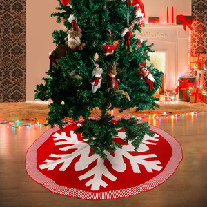 Nouvelle robe de sapin de Noël en tricot avec motif flocon de neige, décorations, 120 cm, sapin rouge, sapin gris, tablier cadeau - Product Image 1