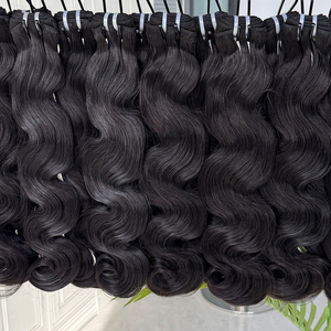Soft Wavy <b>Body</b> <b>Wave</b> Hair Bundles Natural Black Human Hair Double Weft Thick Full Hair Extensions For Hair Business Supply - Product Image 5