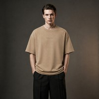 T-shirt décontracté haut de gamme 235g en coton épais, style minimaliste moderne, textile de luxe, alternative, impression de logo personnalisée