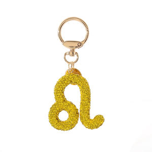 Strass Signe Du Zodiaque Porte-clés Horoscope Charmes bling cristal Diamants 12 Constellation Astrologie Signe Étoile Porte-clés bijoux - Product Image 5