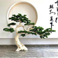 Pierre de jardin sculptée en pin artificiel hautement réaliste, Bonsaï de pin pour décoration intérieure et extérieure, Plante artificielle