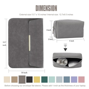 Étui pour <span class=keywords><strong>ordinateur</strong></span> portable ultra fin de 13.3 à <span class=keywords><strong>14</strong></span> <span class=keywords><strong>pouces</strong></span> étui à fermeture magnétique en simili <span class=keywords><strong>cuir</strong></span> suédé avec petite <span class=keywords><strong>pochette</strong></span> pour tablette - Product Image 3