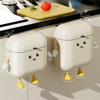 Poubelle murale DIY couleur crème avec couvercle pour cuisine et salle de bain, pour déchets alimentaires, sans besoin de se pencher, design élégant, grande capacité