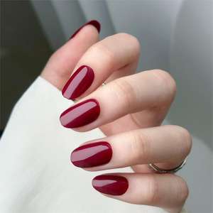 AIERFEI Color sólido Prensa <span class=keywords><strong>Uñas</strong></span> <span class=keywords><strong>en</strong></span> <span class=keywords><strong>uñas</strong></span> postizas <span class=keywords><strong>Uñas</strong></span> postizas ovaladas cortas brillantes - Product Image 1