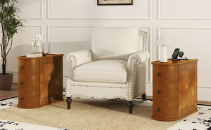 Mesa Auxiliar Moderna de Madera Maciza con Estación de Carga y Cajones, Altura Ajustable, No Requiere Ensamblaje - Product Image 4