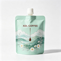 Pochettes souples personnalisées en PE recyclable avec bec verseur et fenêtre transparente pour jus et café liquides