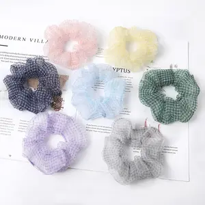 Thời Trang Trong Suốt Organza Tóc Scrunchies Lưới Màu Cao Su Lớn Hairbands Cho Phụ Nữ Cô Gái Tóc Phụ Kiện