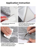 Autocollant mural imperméable pour salle de bain toilette salle de douche, papier peint amovible en marbre étanche à l'humidité pour la rénovation des murs et des sols