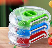 Éplucheur, râpe et trancheuse manuel multifonctionnel 3 en 1, pratique et circulaire, pour légumes et fruits