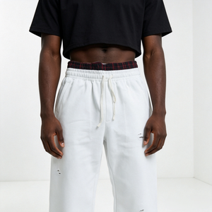 Custom Men's Baggy Pants Streetwear Vintage <b>Oversized</b> French Terry Wide Leg Jogger Hip Hop Loose Double Waist <b>Sweatpants</b> For Men - Product Image 3