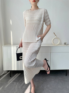 Conjunto de Falda Larga hasta el Tobillo con Pliegues Hechos a Mano para Mujer, Elegante y Juvenil, con Doble Pliegue, Novedad de Verano 2026 - Product Image 2