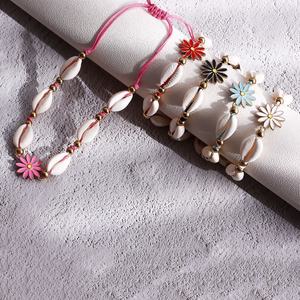 Nieuw <span class=keywords><strong>Design</strong></span> Shell Drop Olie Bloem Enkelbanden Voor Vrouwen Hand Geweven Verstelbare Enkelband Strandfeest Sieraden Geschenken Stijl - Product Image 2