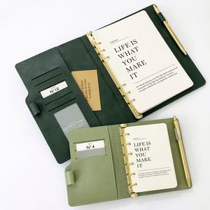 2026 New Trending Professional Customized Logo <b>Multiple</b> Sizes PU Leather Refillable Ring Binder Notebook with Card & <b>Pen</b> Holder - Product Image 3