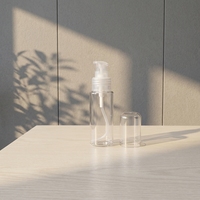 Flacon pompe en plastique PET transparent avec bouchon transparent, rechargeable, vide, pour sérum, produits de soin et liquides cosmétiques de voyage