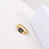 Bague de bijouterie en acier inoxydable épais avec strass et cristaux, style vintage, carrée noire, pour hommes et femmes, populaire, échantillon gratuit, bijoux XR