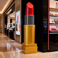 Sculpture géante de rouge à lèvres en mousse décorative commerciale, statue cosmétique en résine durable, sculpture de marque pour l'affichage dans les centres commerciaux