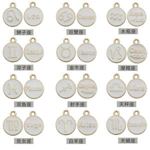 12 costellazione ciondoli in smalto ciondolo doppio lato ciondolo astrologia <span class=keywords><strong>oroscopo</strong></span> per braccialetto fai da te collana orecchino - Product Image 3