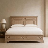 Lit convertible sur mesure, écologique, design, en chêne massif, style marocain, avec base plateforme basse, pour villa privée de luxe