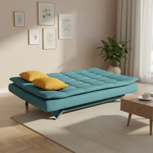 Canapé-<span class=keywords><strong>lit</strong></span> moderne deux <span class=keywords><strong>places</strong></span> en tissu, pliable, avec structure métallique pour chambre à coucher et salon - Product Image 2
