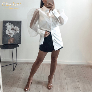 Clacive 2020 nueva llegada Ropa de Mujer Ropa de <span class=keywords><strong>Organza</strong></span> de malla de <span class=keywords><strong>manga</strong></span> larga bocanada camisas casuales para mujeres blusas - Product Image 1